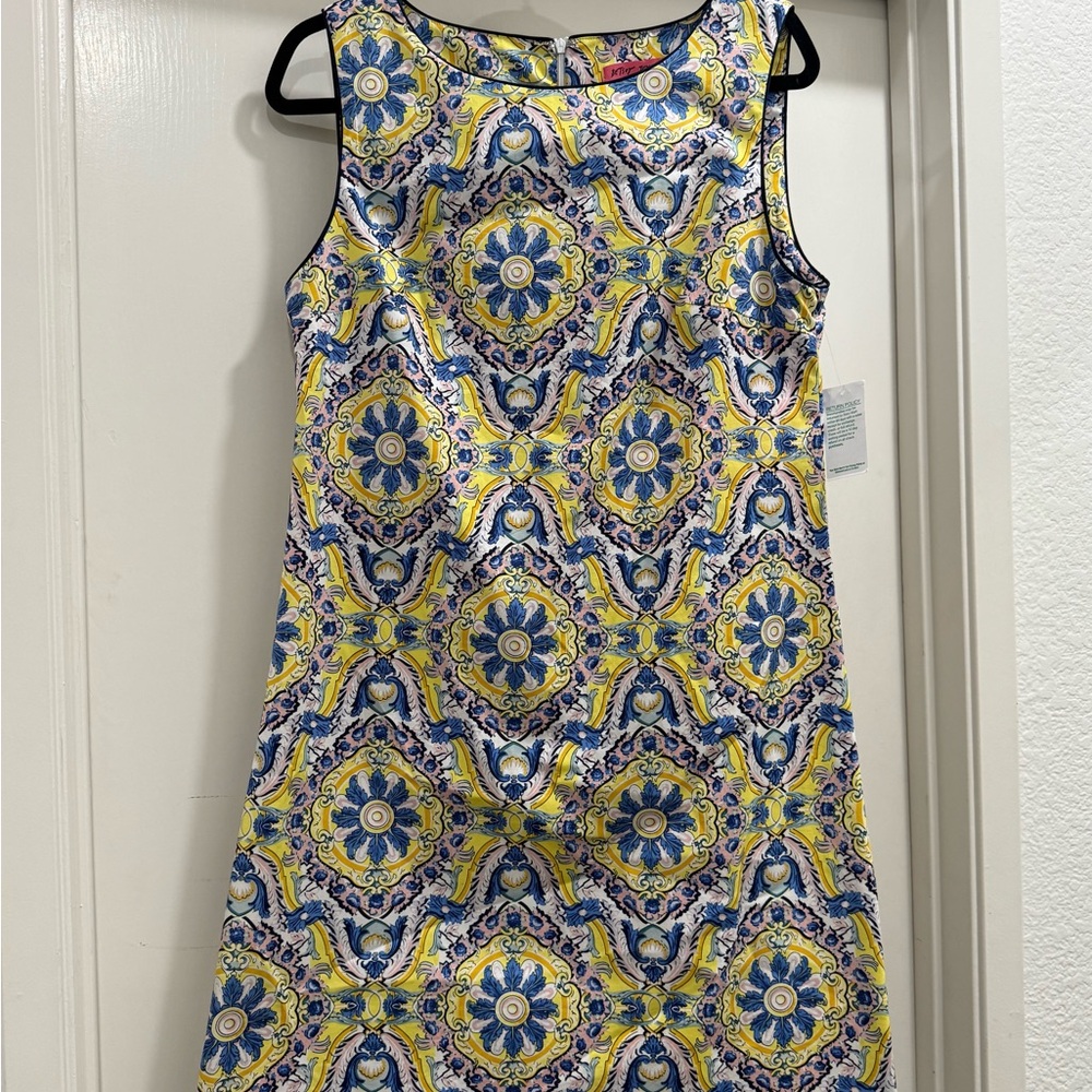 Betsey Johnson Blue and Yellow Patterned Dress